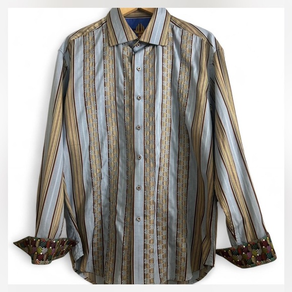 Robert Graham | Multicolored Striped Embroidered Button-up Long-sleeve Shirt XL - Picture 1 of 8